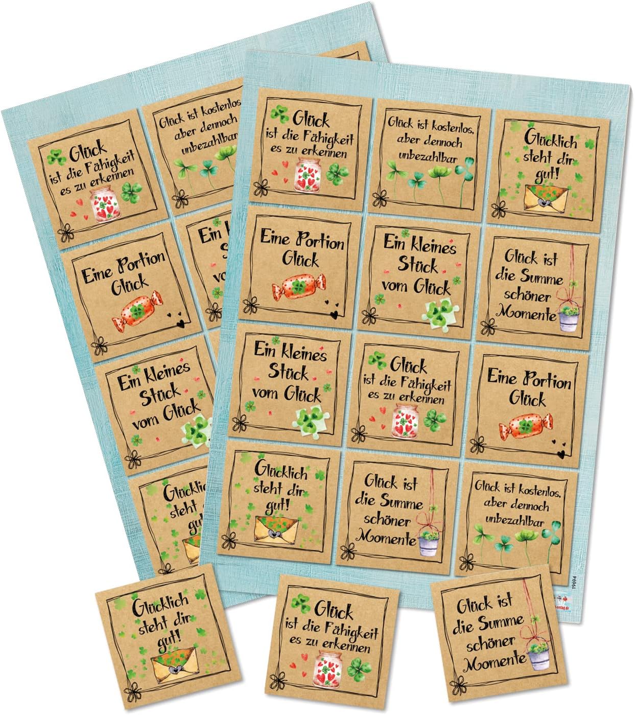 Detalle 2 de Logbuch-Verlag: 24 adesivi motivazionali pastello 6x6 cm – confezione regalo