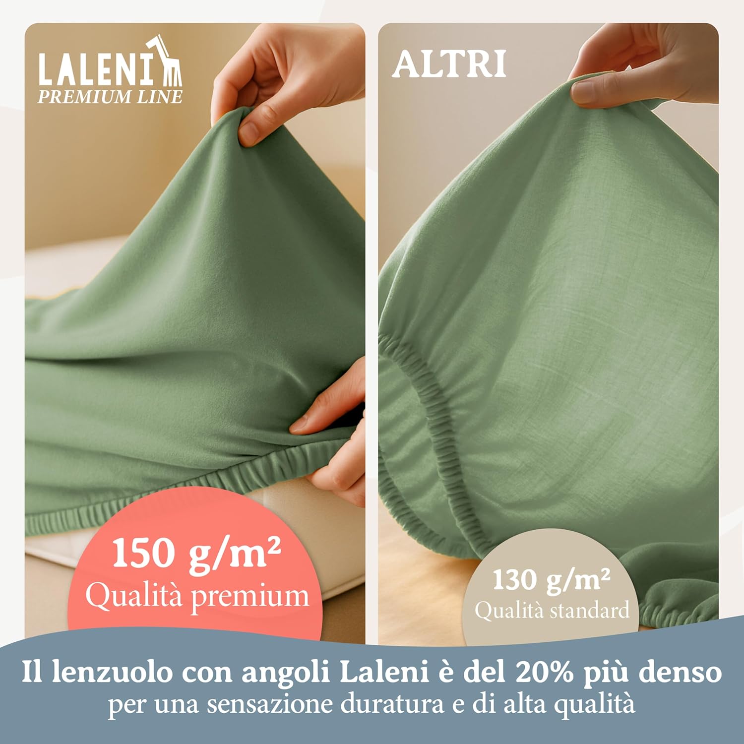 Thumbnail 3 de Laleni premium lenzuola culla 50x89 cm con angoli, verde – 2 pezzi in cotone OEKO-TEX