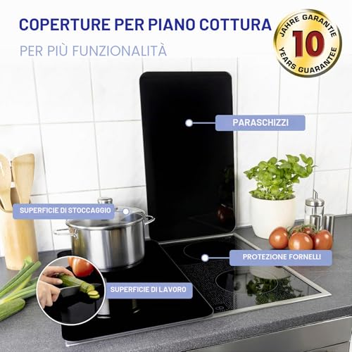 Detalle 2 de WENKO Coprifornelli Universale Mod Nero – Pannello coprifornelli in vetro regolabile 30 x 52 cm (2 pezzi)