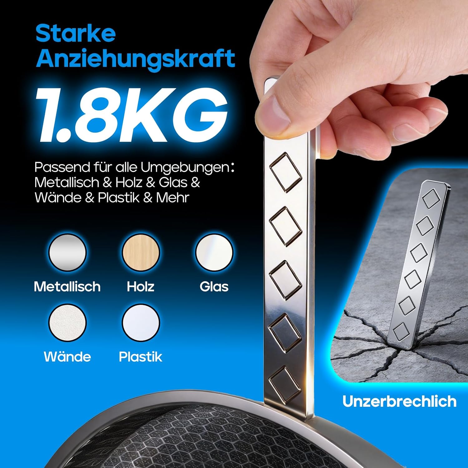 Detalle 2 de Giantzhong Magnetstreifen selbstklebend (8 Stück) – extra stark für Küche, Büro & Kühlschrank