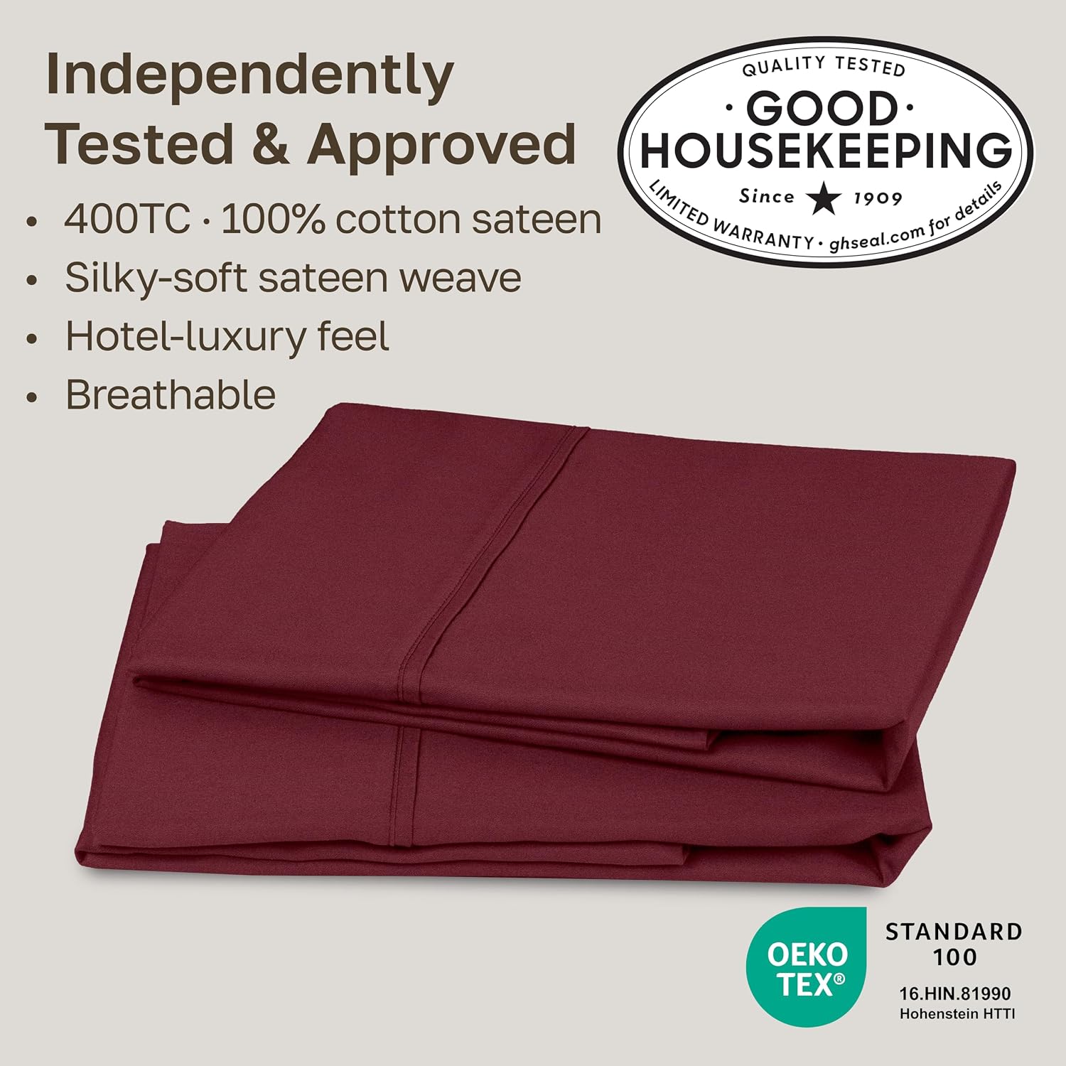 Detalle 2 de California Design Den Cotton Sateen Pillowcases, 400 Thread Count