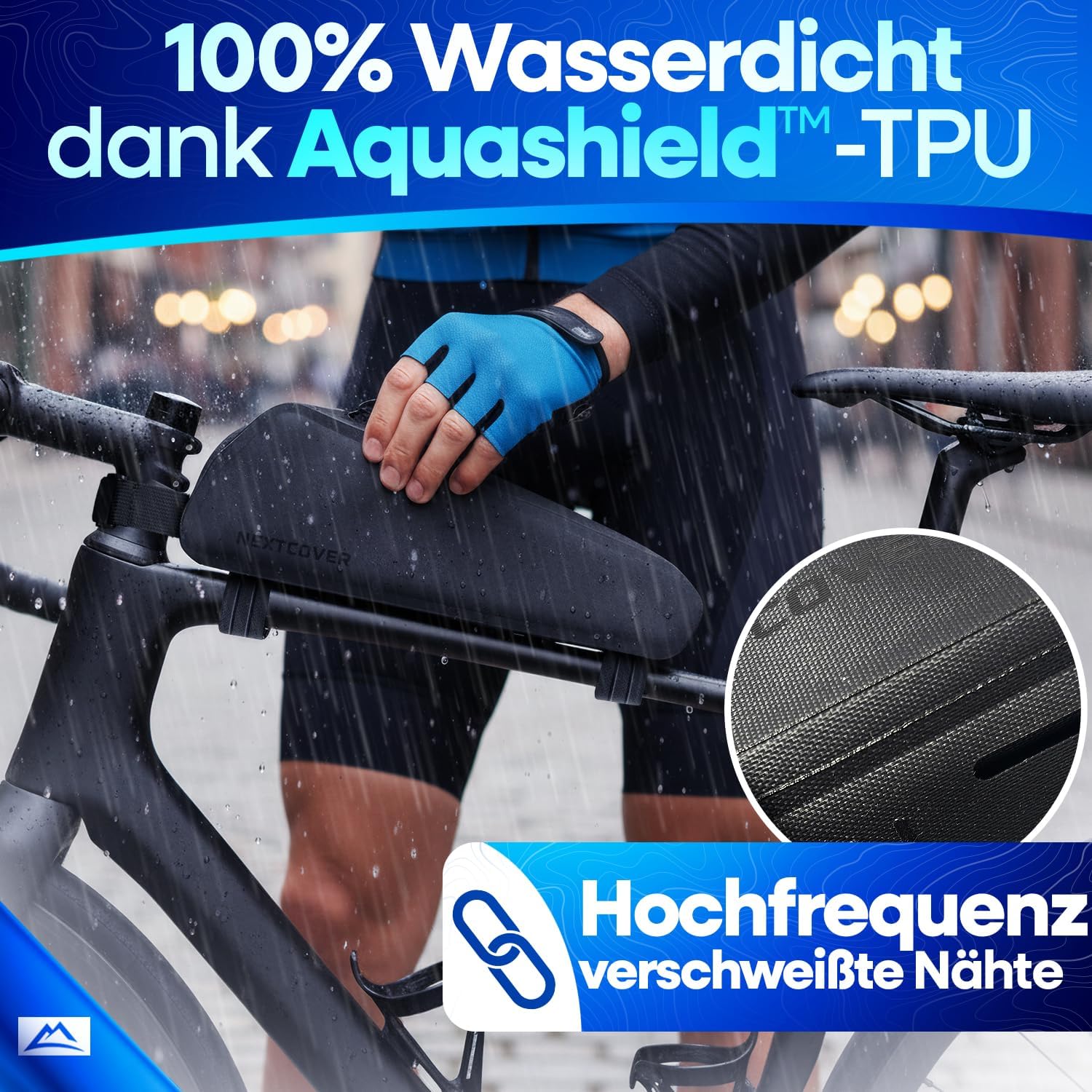 Thumbnail 1 de Nextcover® Bikepacking Oberrohrtasche mit Klettverschluss – 100% wasserdichtes AquaShield-TPU, 1L