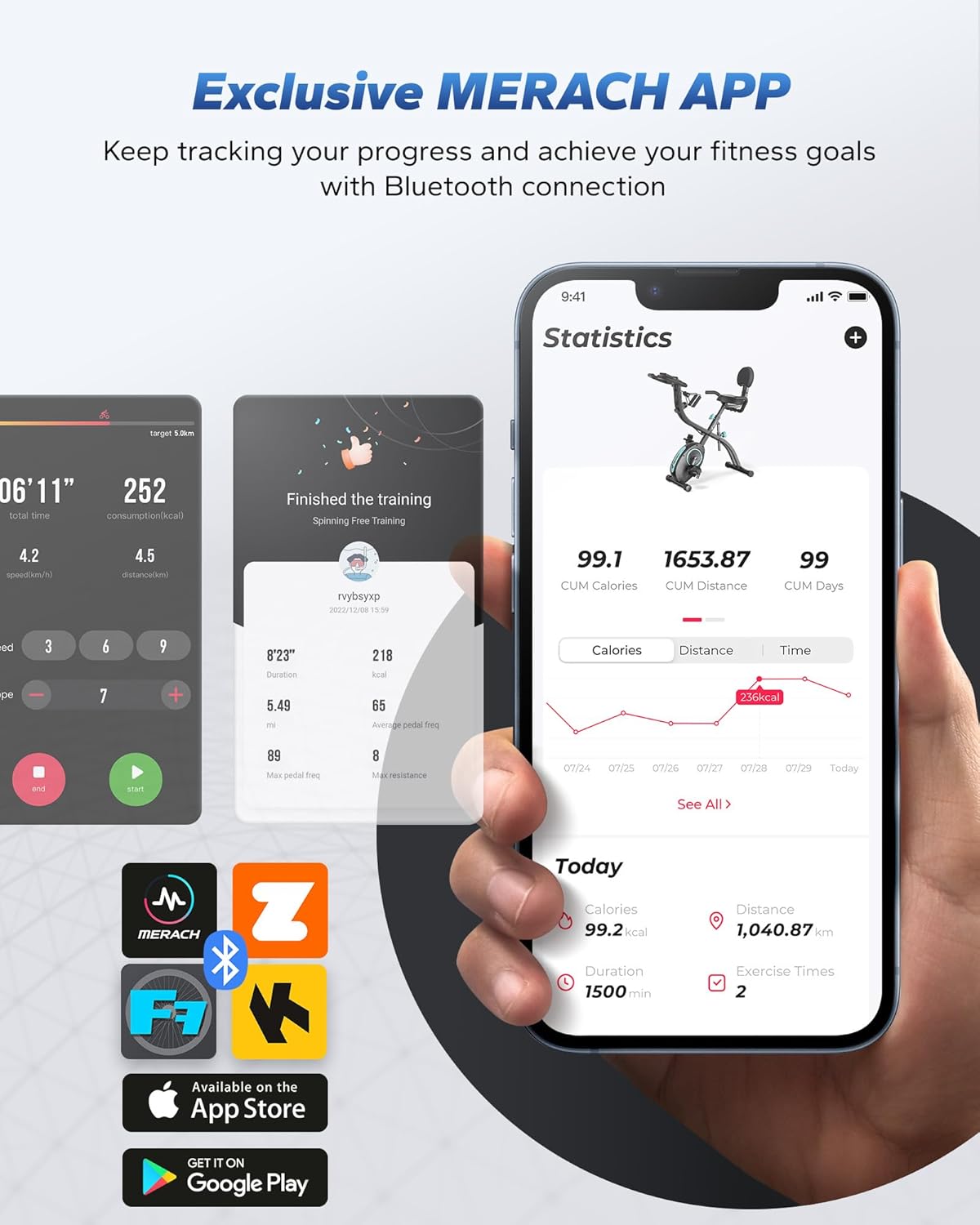 Thumbnail 1 de MERACH Multifunctional Foldable Exercise Bike with 16-Level Magnetic Resistance and Exclusive App
