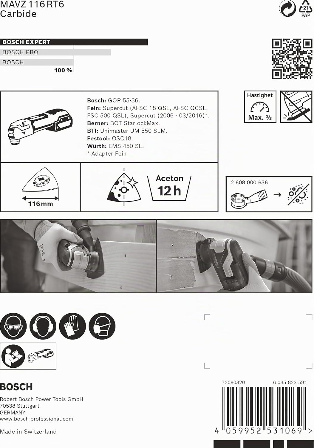 Detalle 2 de Bosch EXPERT MAVZ 116 RT6 slipplatta 116 mm, korn 60