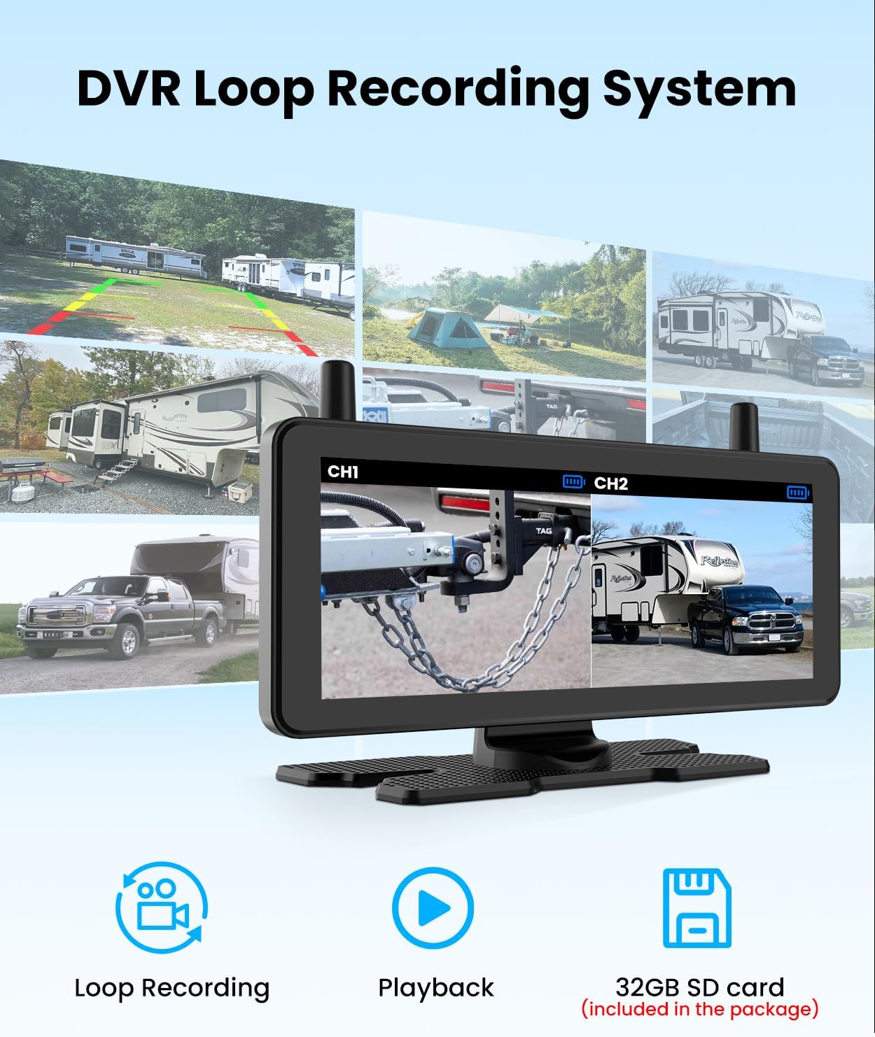 Thumbnail 6 de AUTO VOX Wireless Backup Camera Magnetic: Portable, No-Wiring 1-Min Install with 7.2" Dual Cam Split-Screen 1080P Monitor