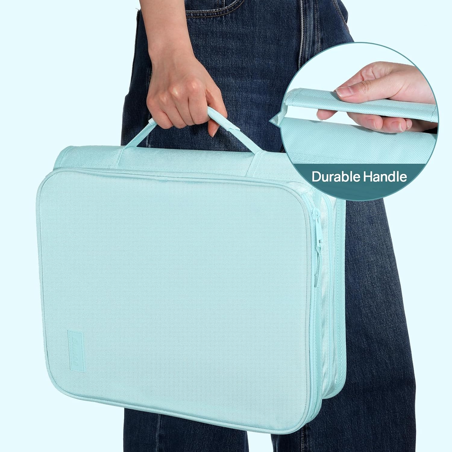 Thumbnail 6 de SUNEE Zippered Binder Bag with Handle, 2-Inch O-Rings, 5-Tab File, Sky Blue