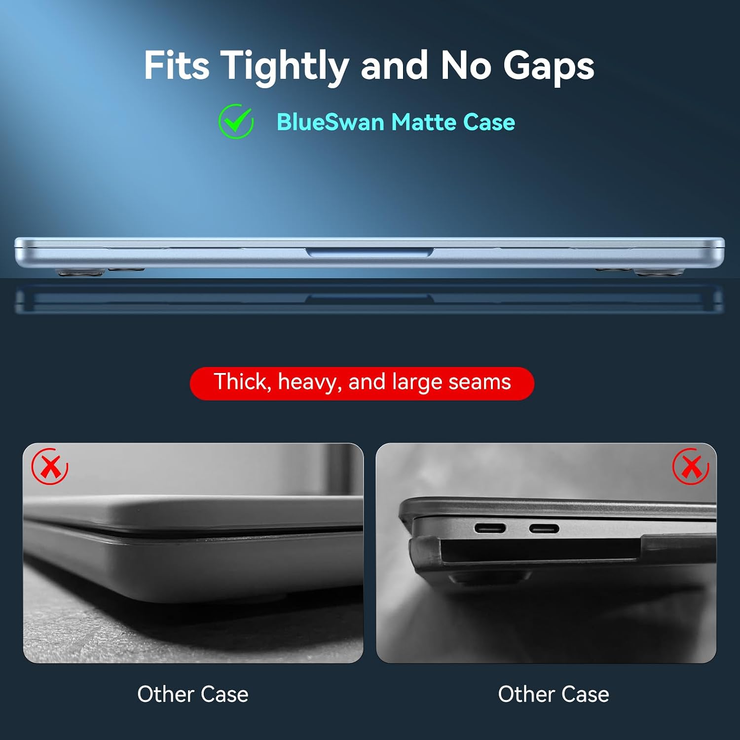 Detalle 2 de BlueSwan Hülle für MacBook Air 13,6 Zoll M2–M5 – Himmelblau transluzent, ultradünn und matt