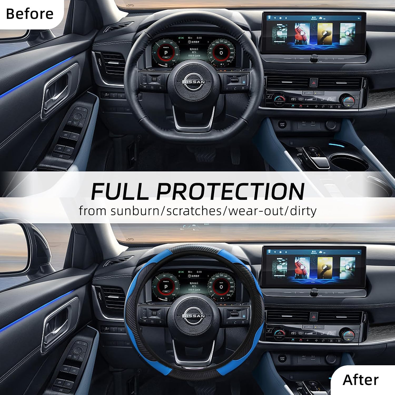 Thumbnail 4 de VidFair Steering Wheel Cover Leather 14.5-15in