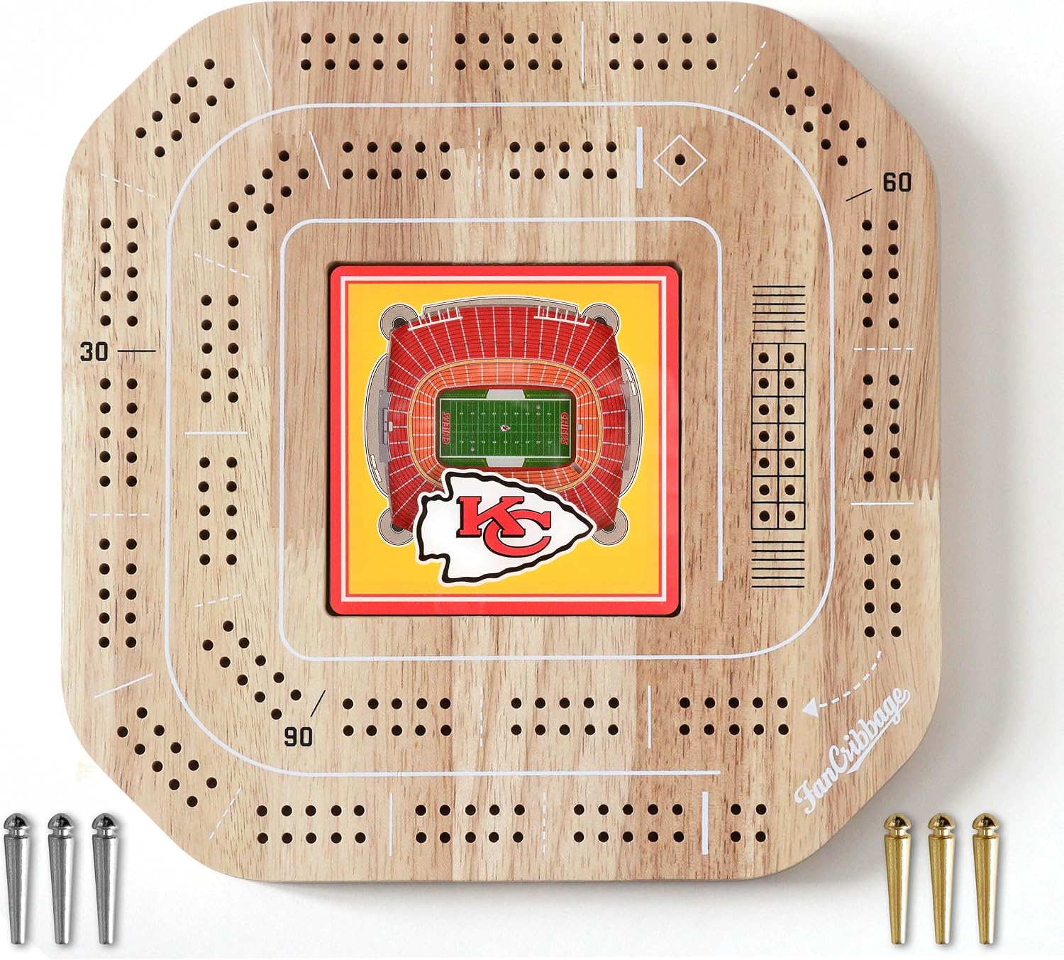 Detalle de YouTheFan NFL Licensed Fan Cribbage Wood Board Game