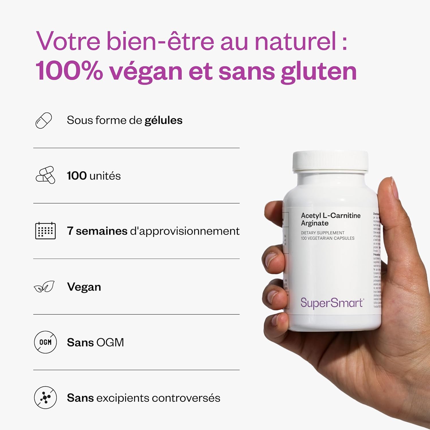 Thumbnail 4 de Acetyl L Carnitine Arginate par Supersmart — Énergie cellulaire, neuroprotection et combustion des graisses (Vegan)