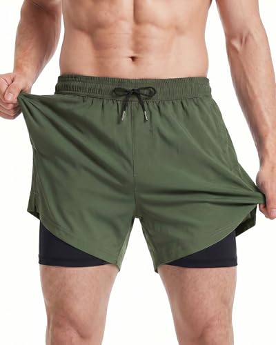 Detalle 2 de maamgic Mens Swimming Shorts 2-in-1 Quick Dry with Compression Liner