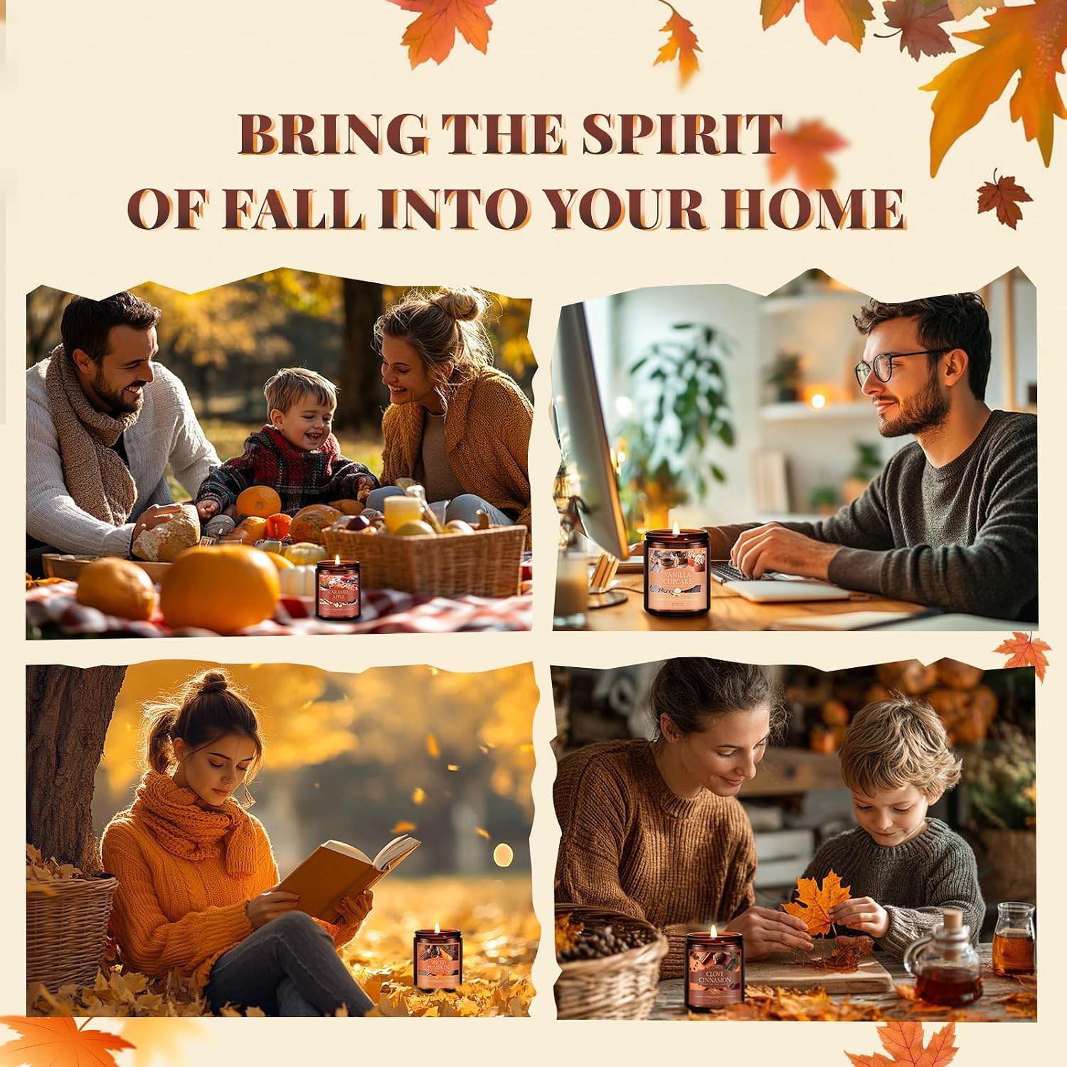 Thumbnail 6 de FF FRAGRFLOWING Fall Scented Candle Set, 4 Soy Wax Candles