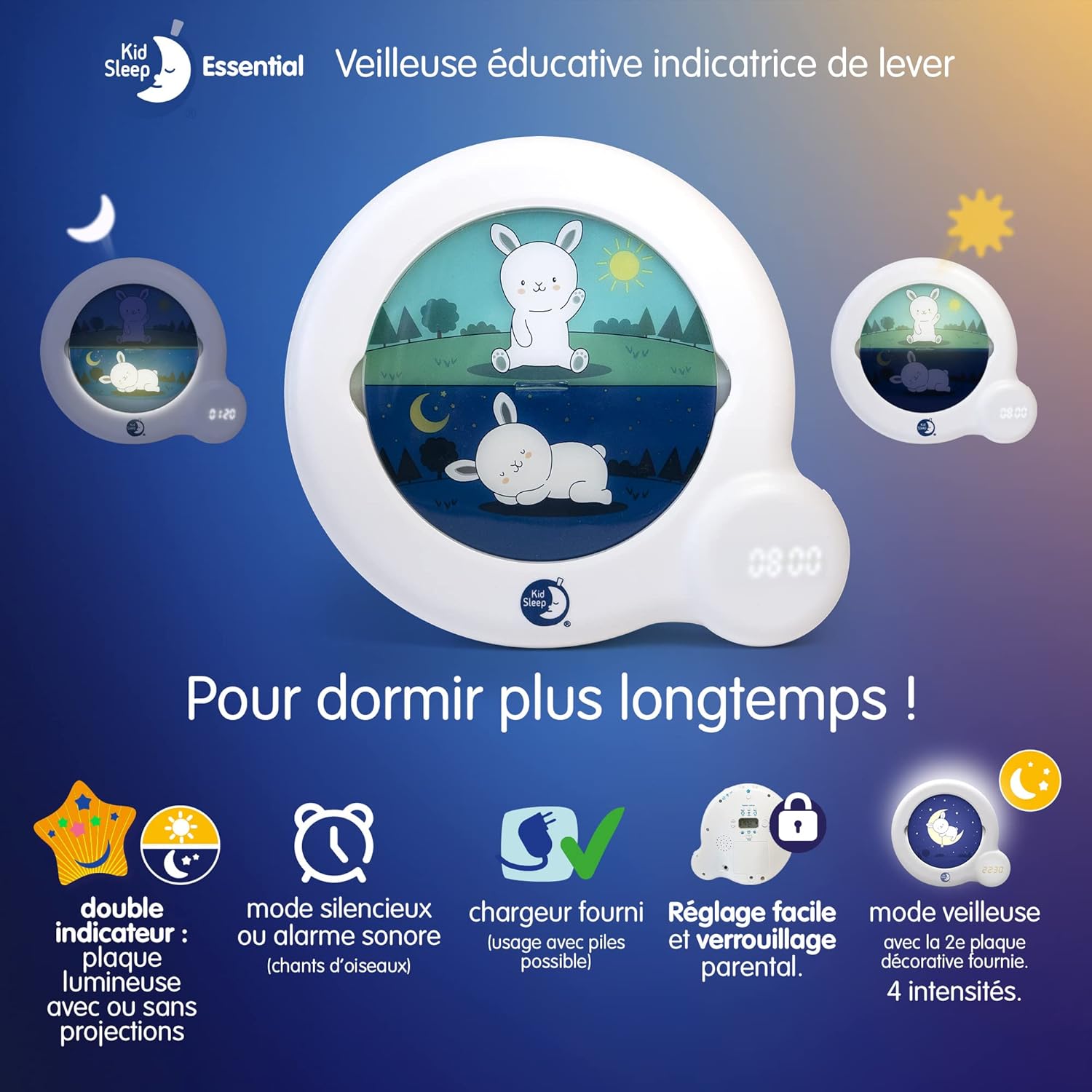 Thumbnail 3 de Pabobo Kid’Sleep Essential : indicateur de réveil éducatif avec veilleuse et projection