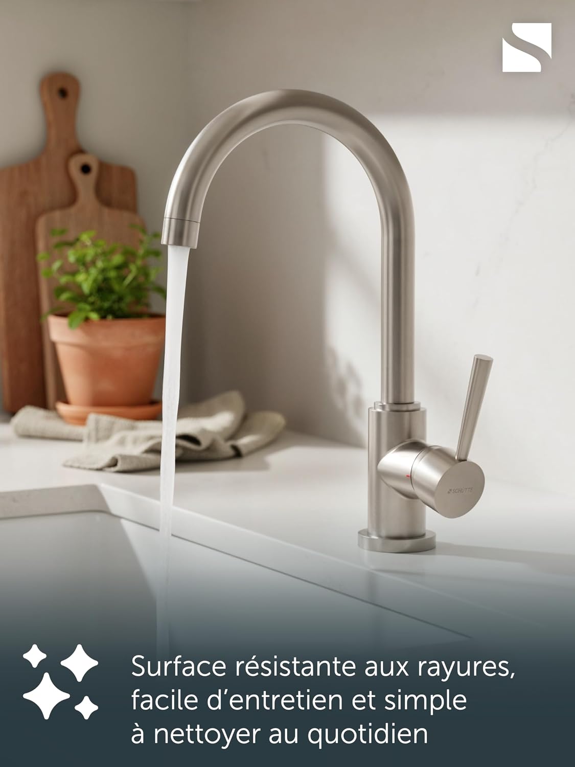 Detalle de SCHÜTTE 79126 Robinet de cuisine Cornwall — mitigeur pivotant 360° et Cold-Start