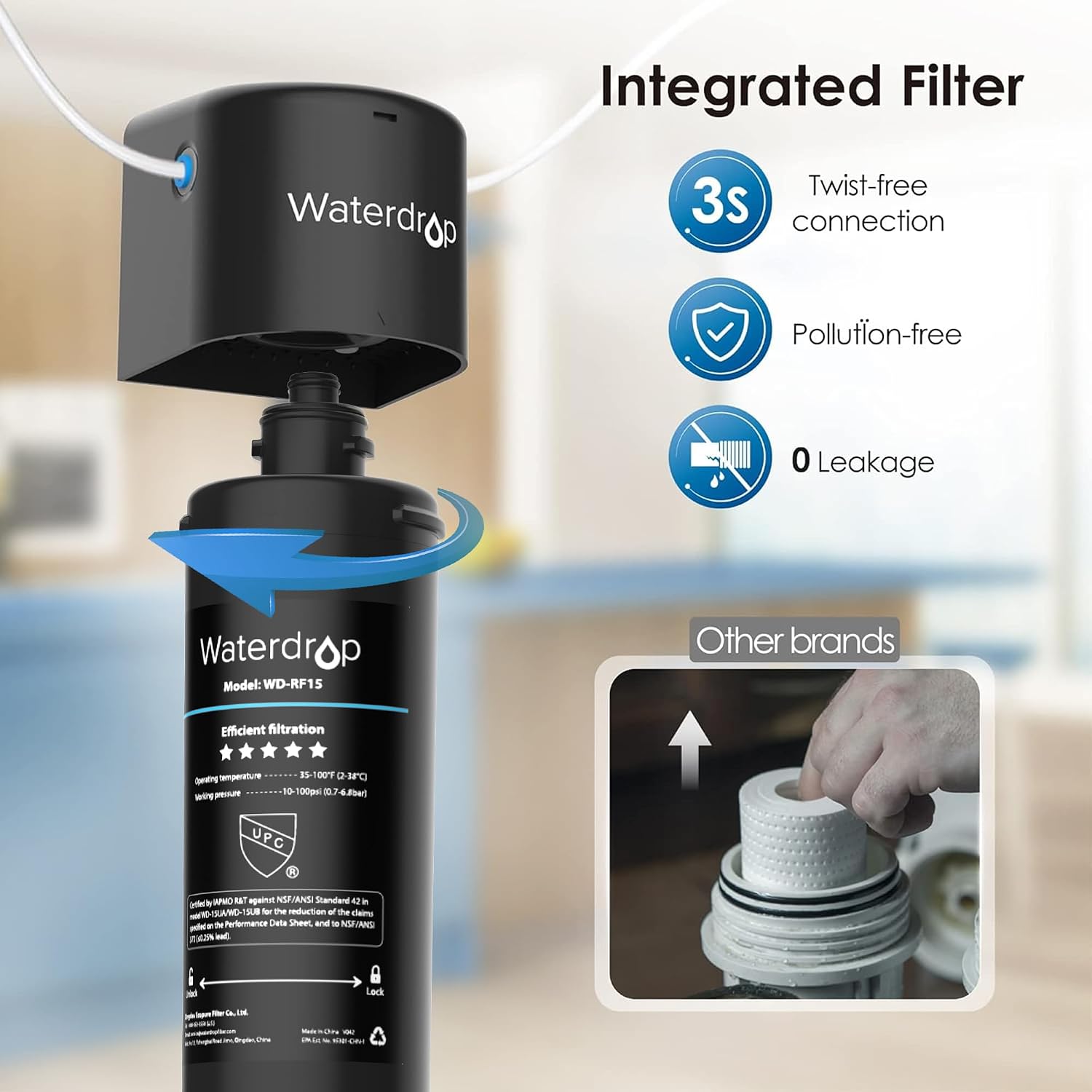 Thumbnail 5 de Waterdrop 15UB Filtre sous évier robinet dédié