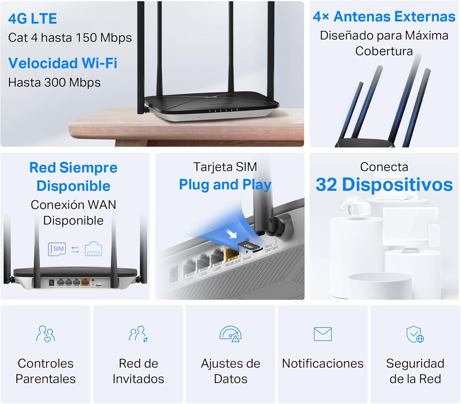 Thumbnail 2 de MERCUSYS MB115-4G 300 Mbps Router inalámbrico