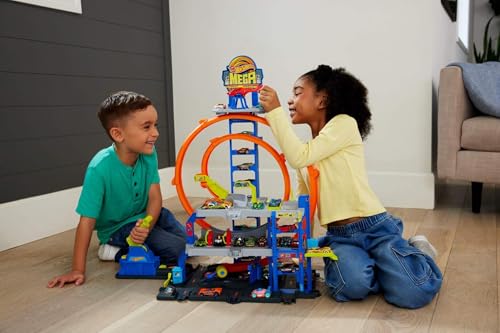 Thumbnail 1 de Hot Wheels JLC05, pista 3 niveles y almacenamiento 37 coches