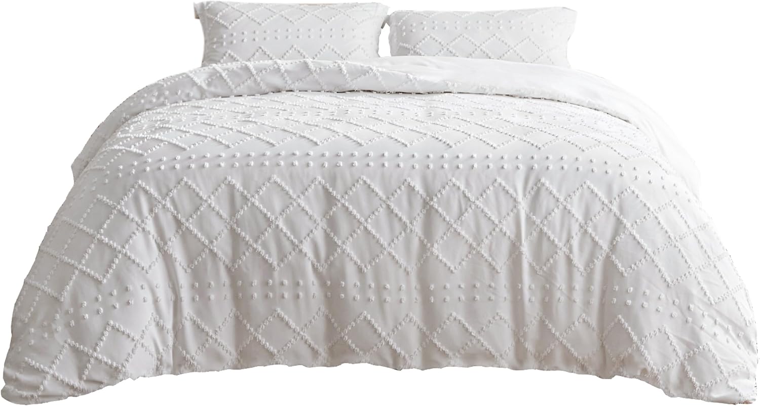 Thumbnail 3 de Bedsure Duvet Cover Set-Solid-Embroidery Queen, White Tufted Polyester