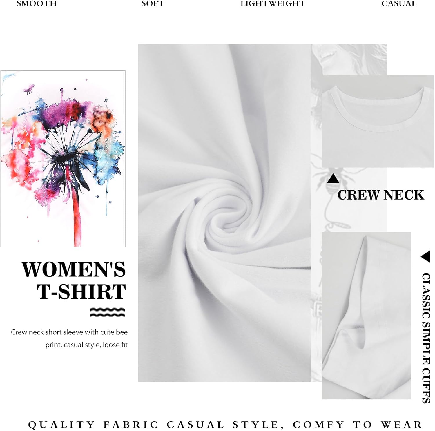 Thumbnail 2 de Tuopuda Damen Sommer T-Shirt Rundhals Kurzarm mit Print – Baumwolle, bequem & vielseitig