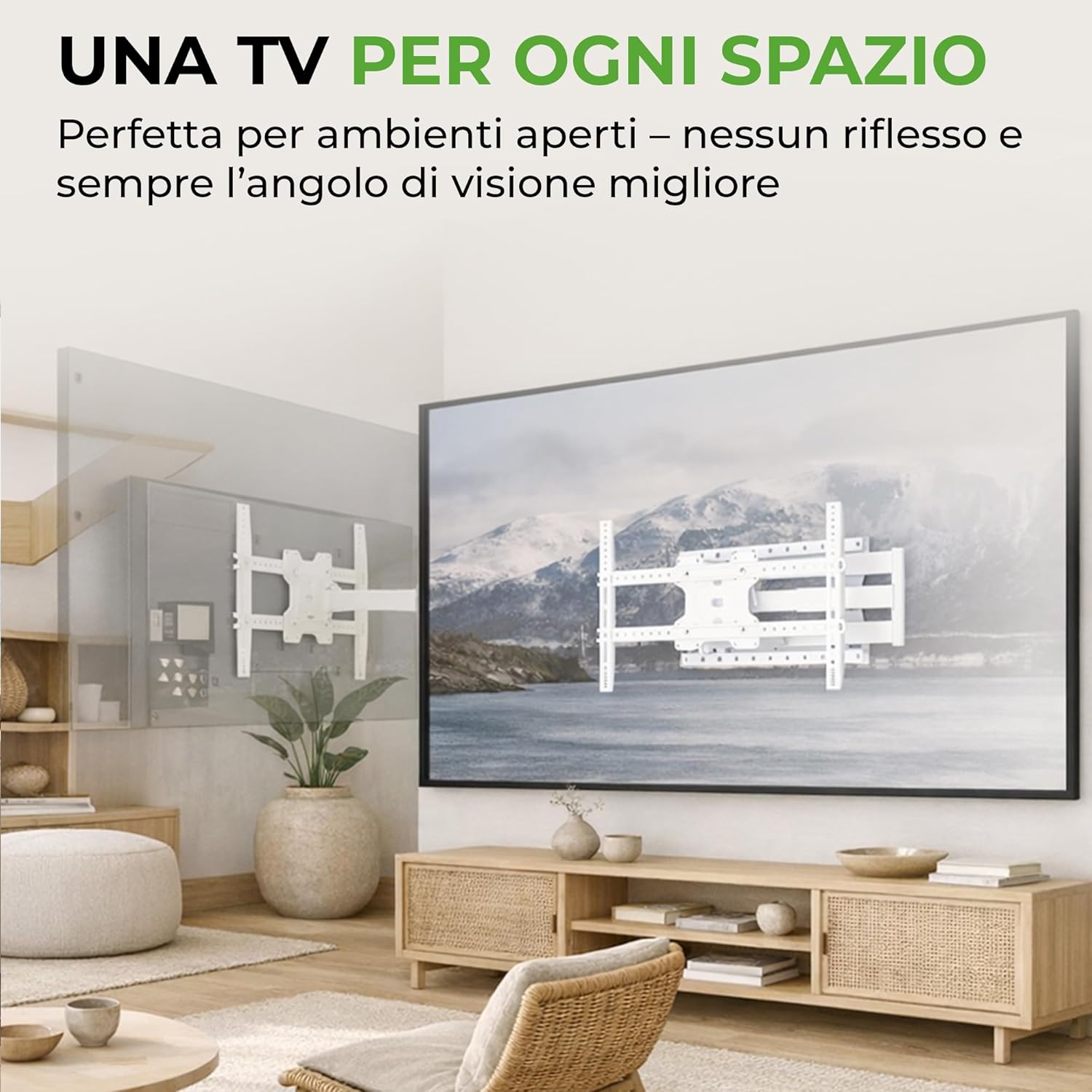 Thumbnail 4 de XTRARM TiTon Flex 80 cm supporto TV da parete bianco per TV 42–85 pollici (fino a 80 cm, VESA 400x400, portata 60 kg)