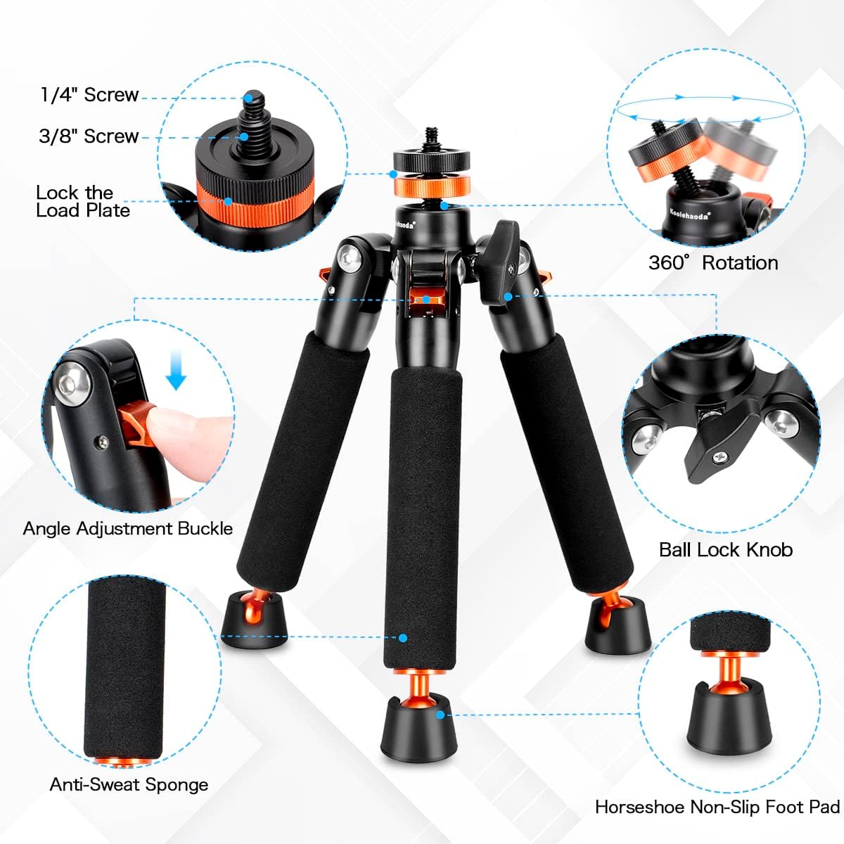 Thumbnail 1 de Koolehaoda Desktop Mini Tripod / Monopod Base Stand with 1/4" and 3/8" screws