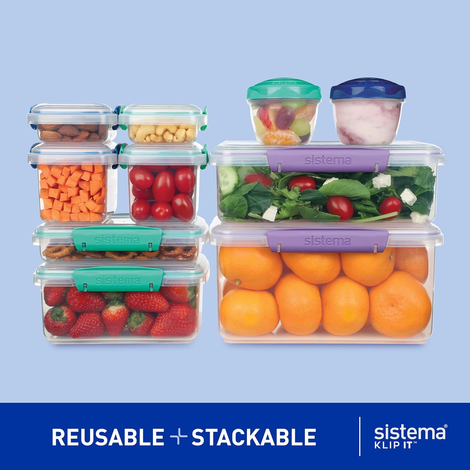 Detalle de Sistema de Recipientes Herméticos Apilables 20 pzas 🍱