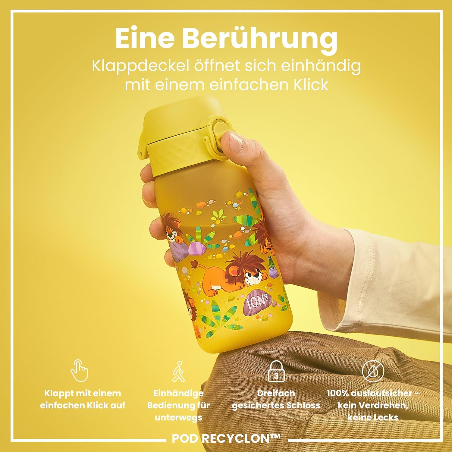 Thumbnail 2 de ION8 Kinder Trinkflasche 350 ml – auslaufsicher, einhändig öffnbar und BPA-frei