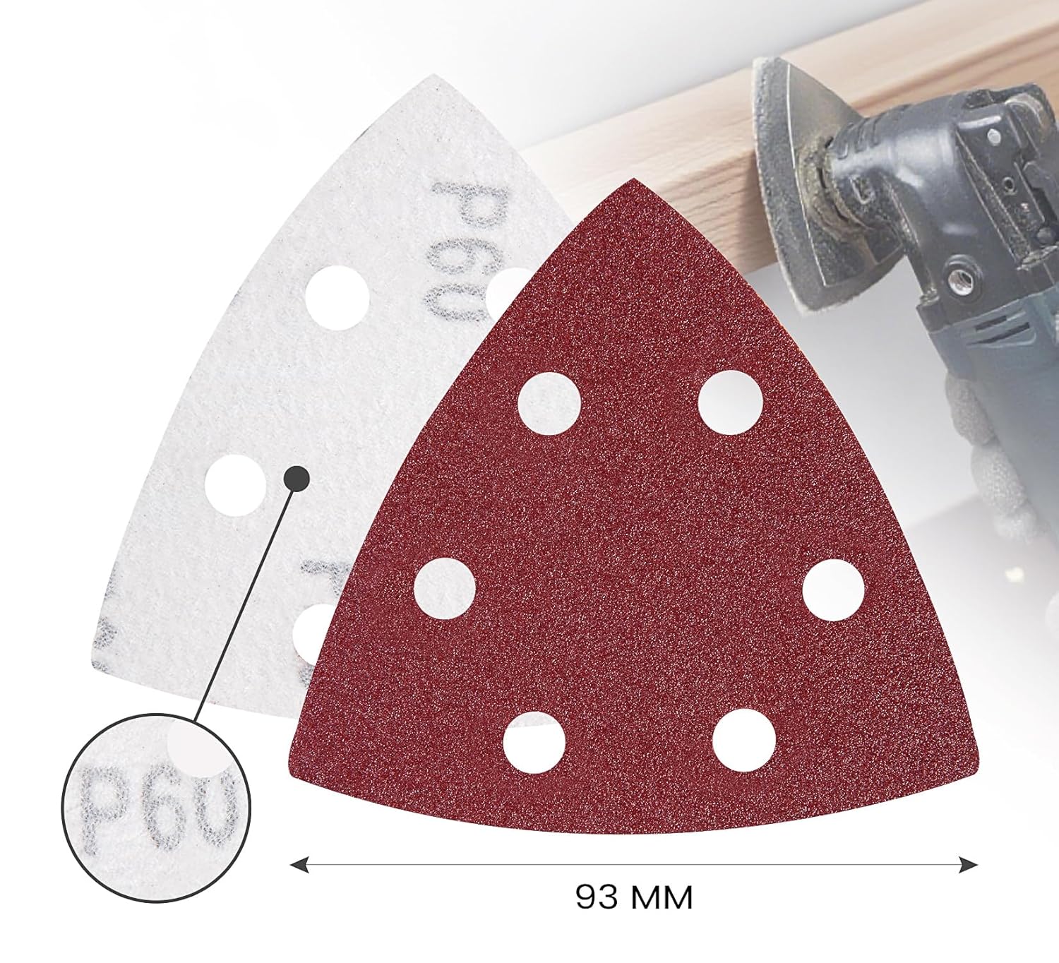 Detalle 2 de SATC Delta-Triangle 93mm Sanding Sheets 60-pack 🛠