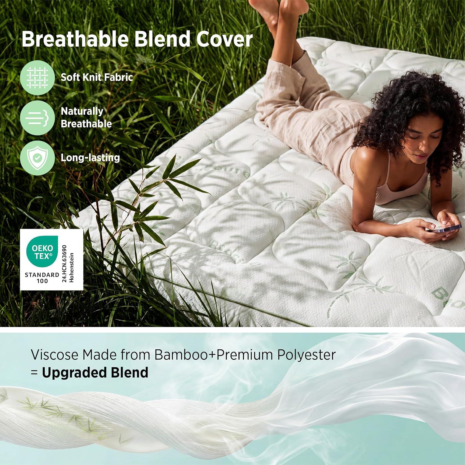 Detalle 2 de Bedsure Memory Foam Mattress Topper, Twin XL