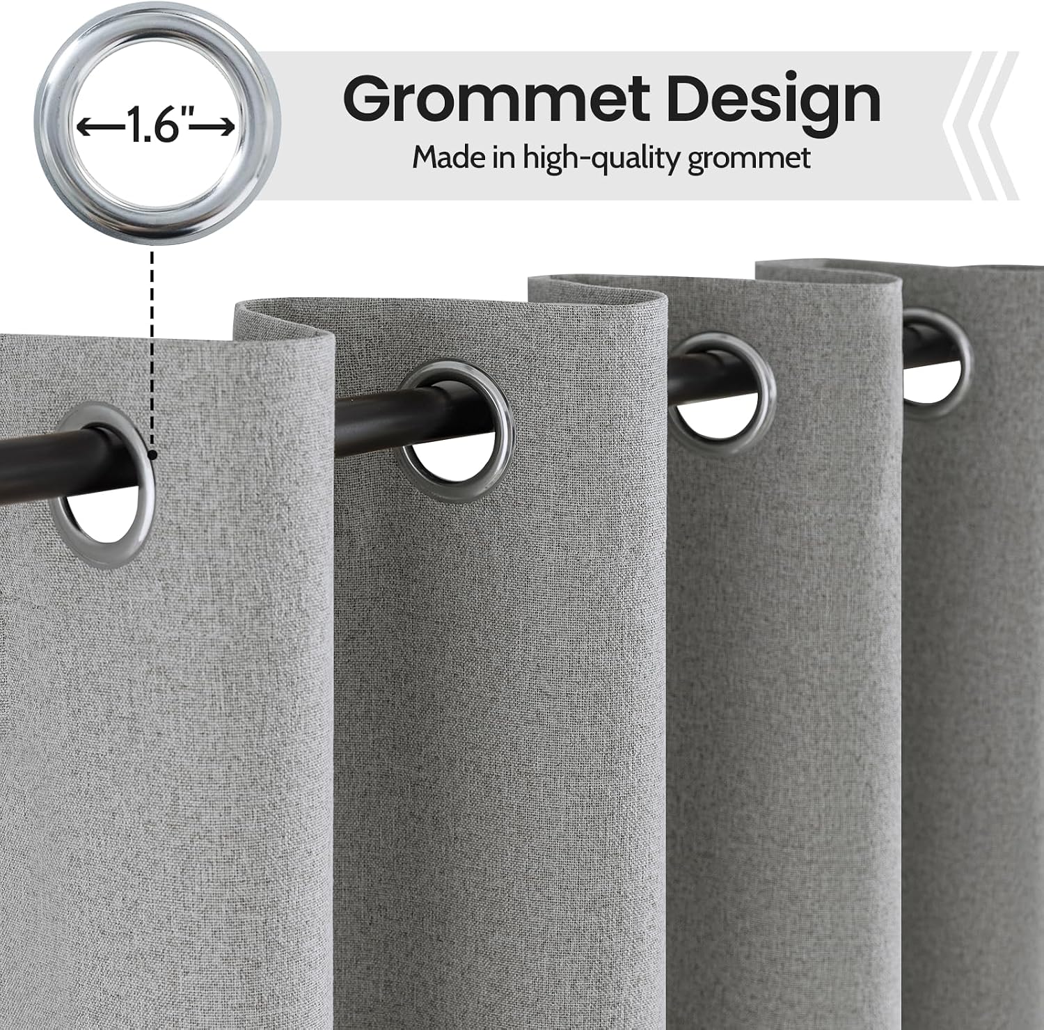 Detalle de COSVIYA 100% Blackout Linen Curtains 72" 2 Panels