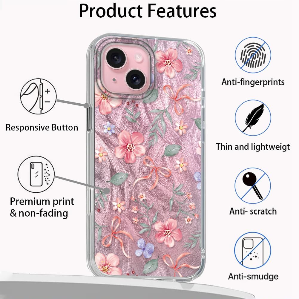 Thumbnail 2 de Tedyhulle Hülle für iPhone 13/14 – Rosa Blüten Muster, Dünn & Stoßfest aus TPU
