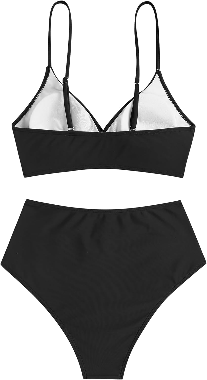 Thumbnail 4 de ZAFUL Women High Waisted Bikini Sets Two Piece Swimsuit Push Up Twist Front Ruched Bathing Suit