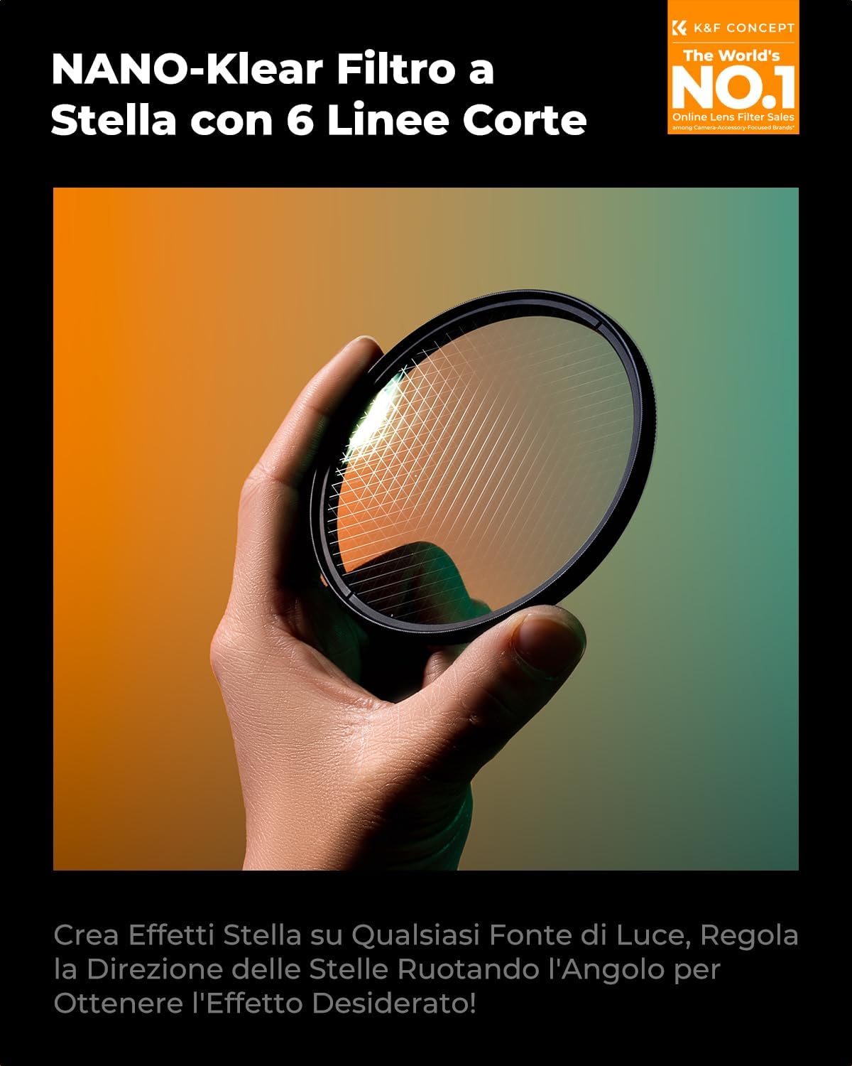 Thumbnail 1 de K&F CONCEPT Nano-Klear 62mm: Filtro Stella con 6 Linee e Effetto Brillante su Vetro Giapponese AGC