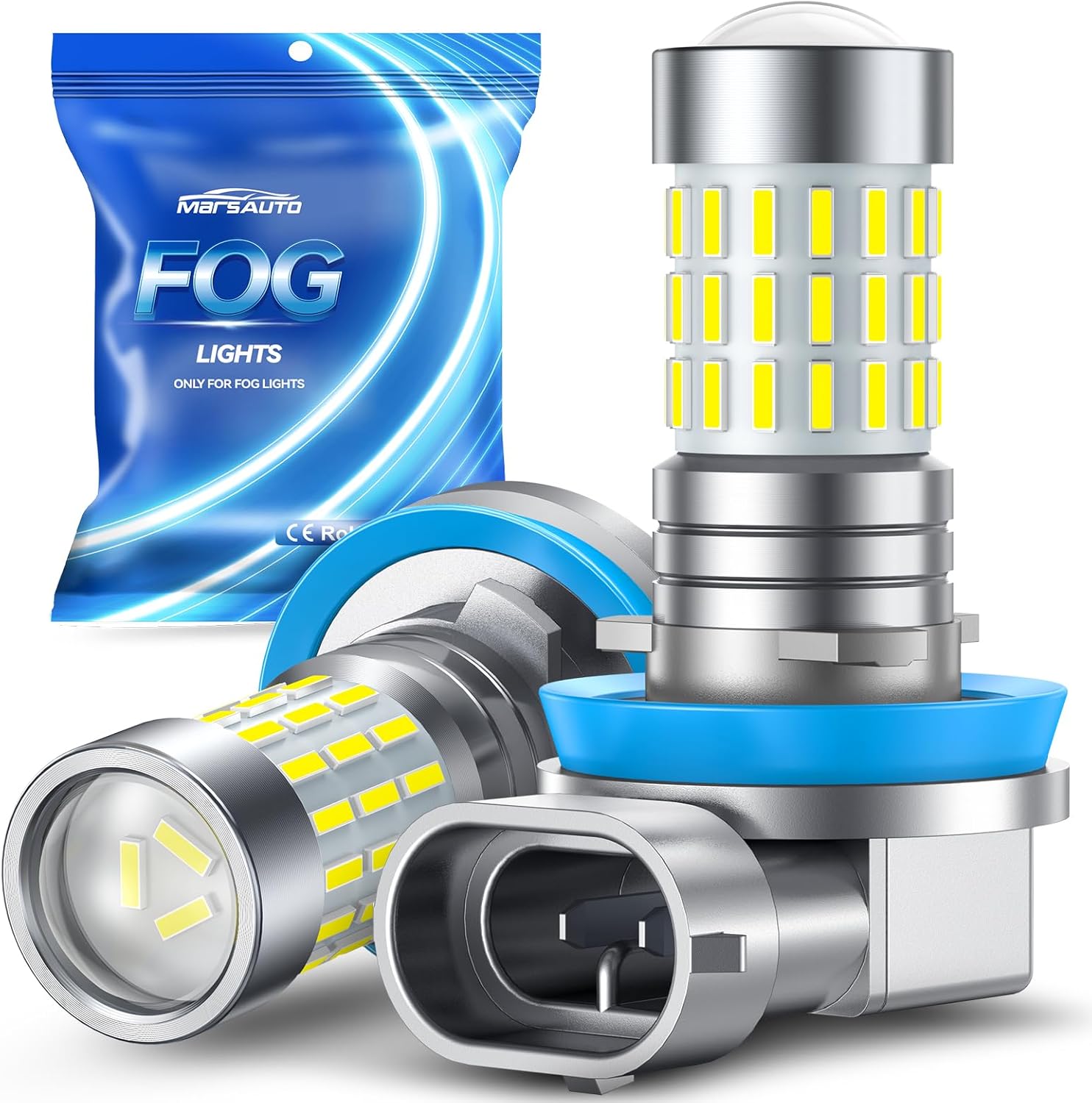 Detalle de Marsauto H11/H8 LED Fog Light Bulbs or DRL (1:1 Mini Size, 6000K White, 48 Chips, 360° Illumination)