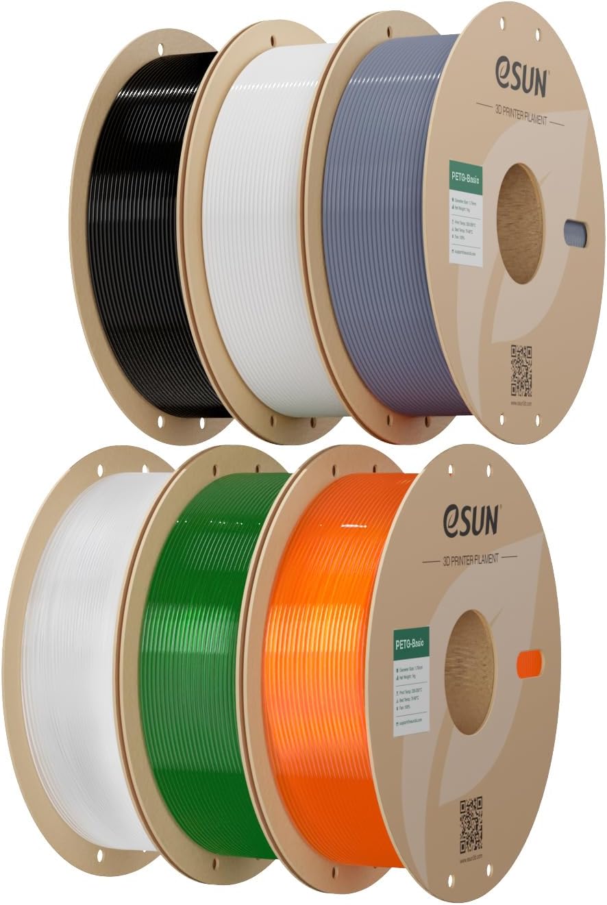 eSUN PETG Basic 1,75 mm argento, filamento PETG ad alta tenacità da 1 kg per stampanti 3D