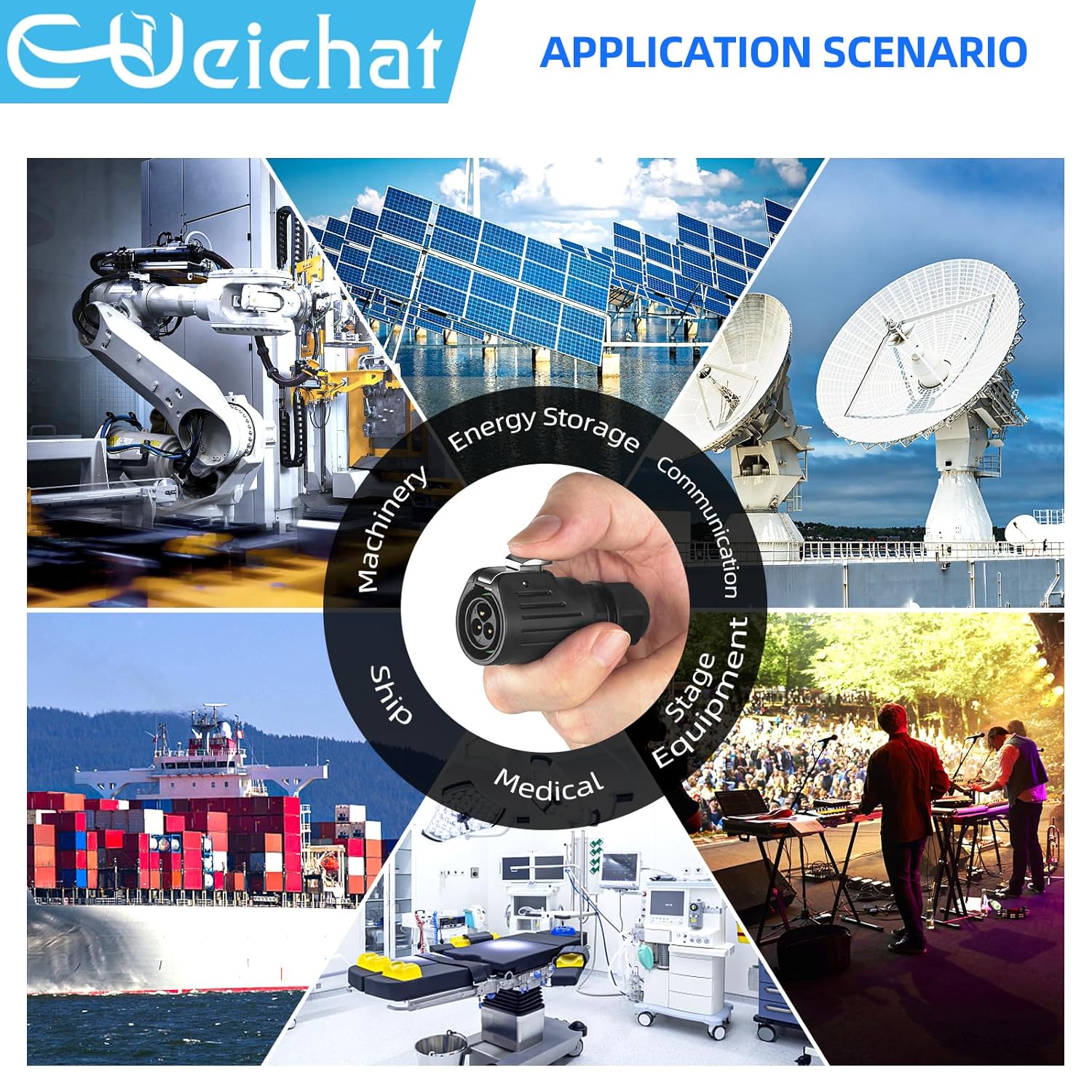 Detalle de E-WeiChat EW-LP16 Industrial IP68 Quick-Connect Connector (4 Pin) with PBT Shell