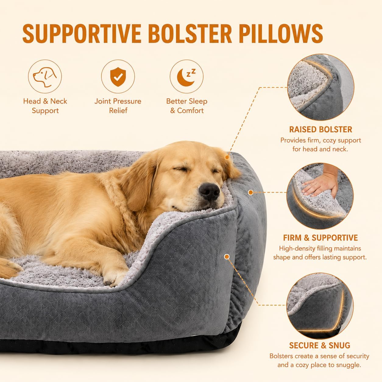 Detalle 1 de Oveppy Dog Bed Medium 25 x 21 x 8inches