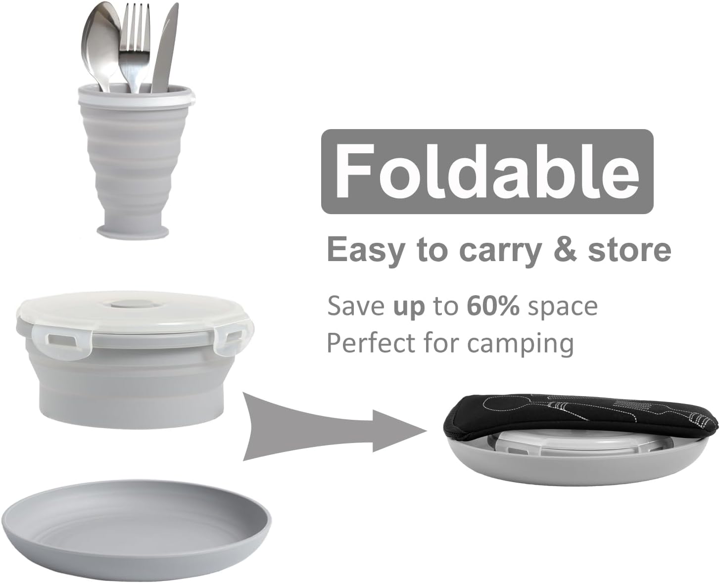 Thumbnail 2 de Lafuntar Camping Plate Bowl Cup Cutlery Set 4‑in‑1