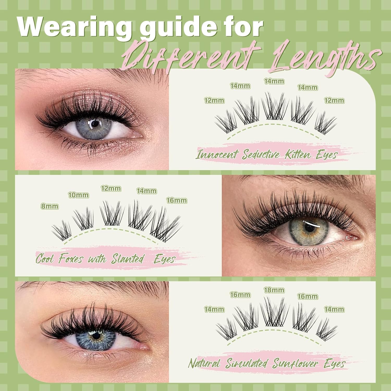 Detalle 2 de KEYYOU Angel lash Clusters Kit (D Curl, 144 pcs) Invisible Band Wispy Lash Extension Kit for DIY