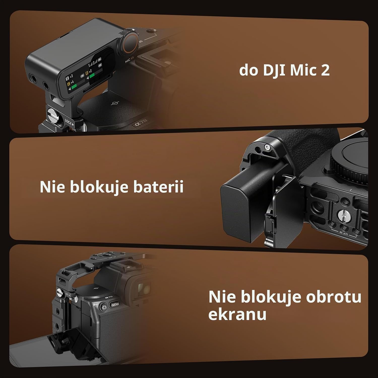 Thumbnail 5 de SMALLRIG 5583 – klatka do Sony Alpha z gniazdem AirTag i płytką Arca-Swiss