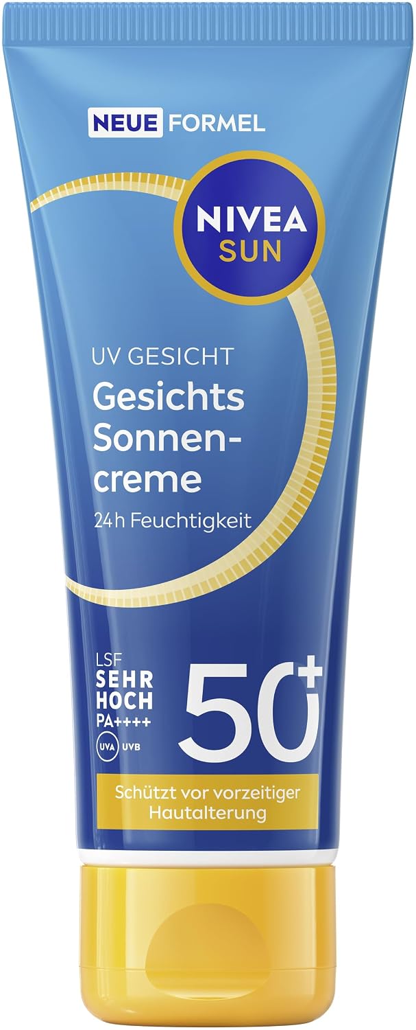 Detalle de NIVEA SUN UV Gesicht Gesichts-Sonnencreme mit LSF 50+ – 24h Feuchtigkeitspflege, PA++++, 40 ml