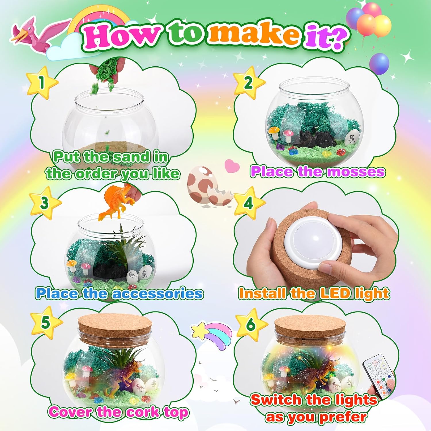 Thumbnail 3 de HappyGoLucky Dinosaur Terrarium Kit for Kids 🧩