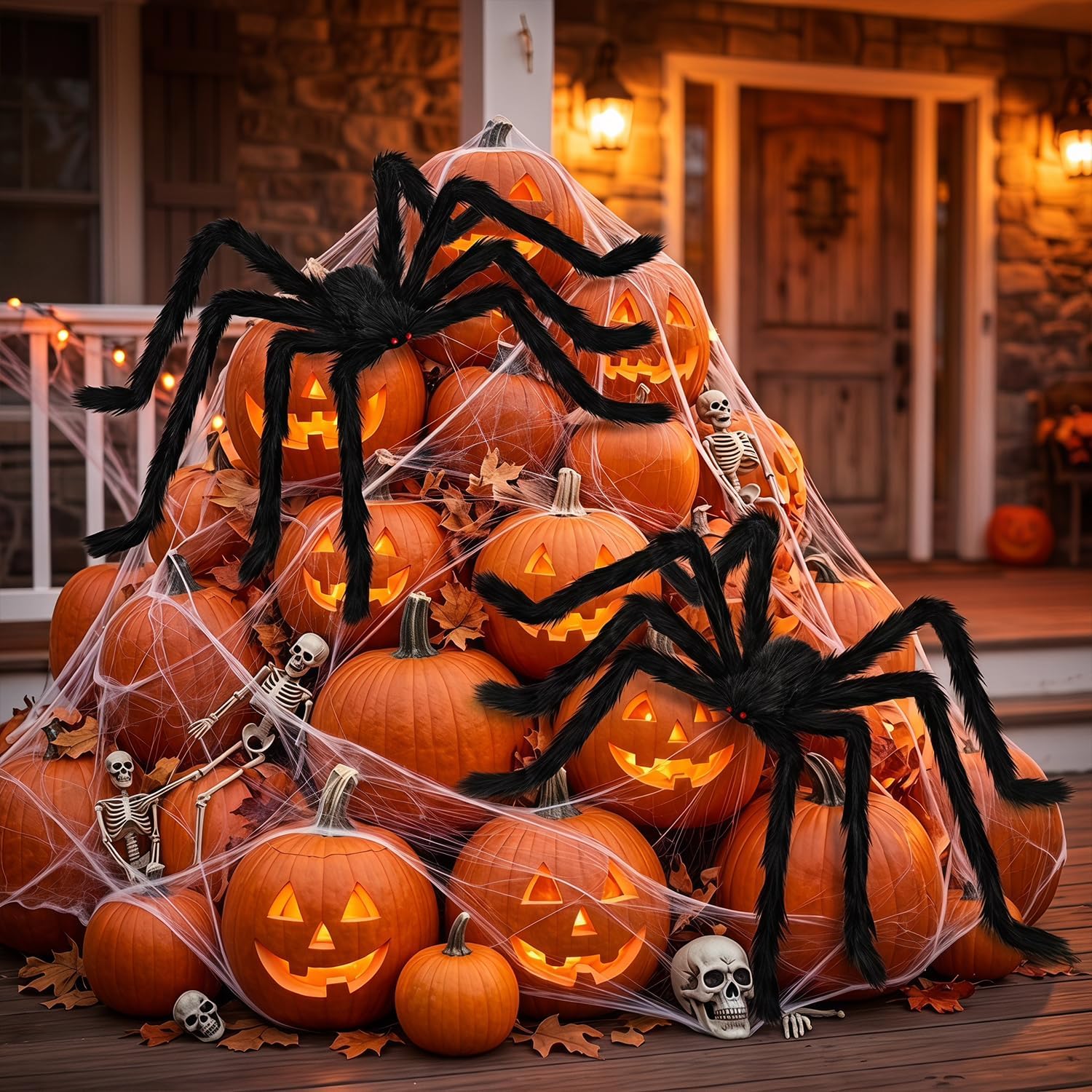 Detalle 2 de Kendane CA-62 Giant Spider Halloween Decorations, 78-Inch Black Pair with Red Eyes