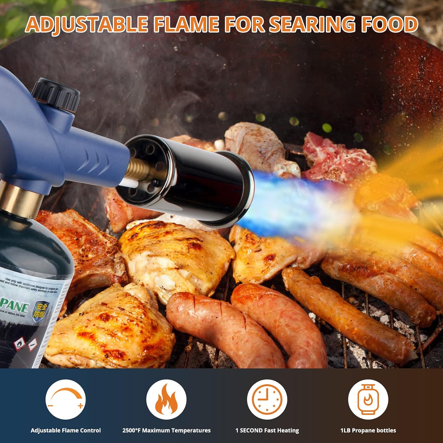 Detalle 2 de Sondiko MT905 Propane Torch Weed Burner, Adjustable Flame, Blue