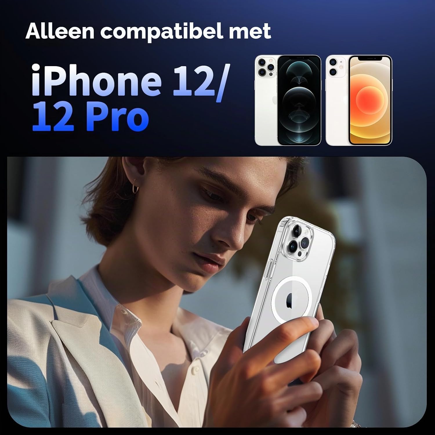 Thumbnail 3 de Vuletc magnetisch hoesje voor iPhone 12 en 12 Pro met 2 beschermfolies