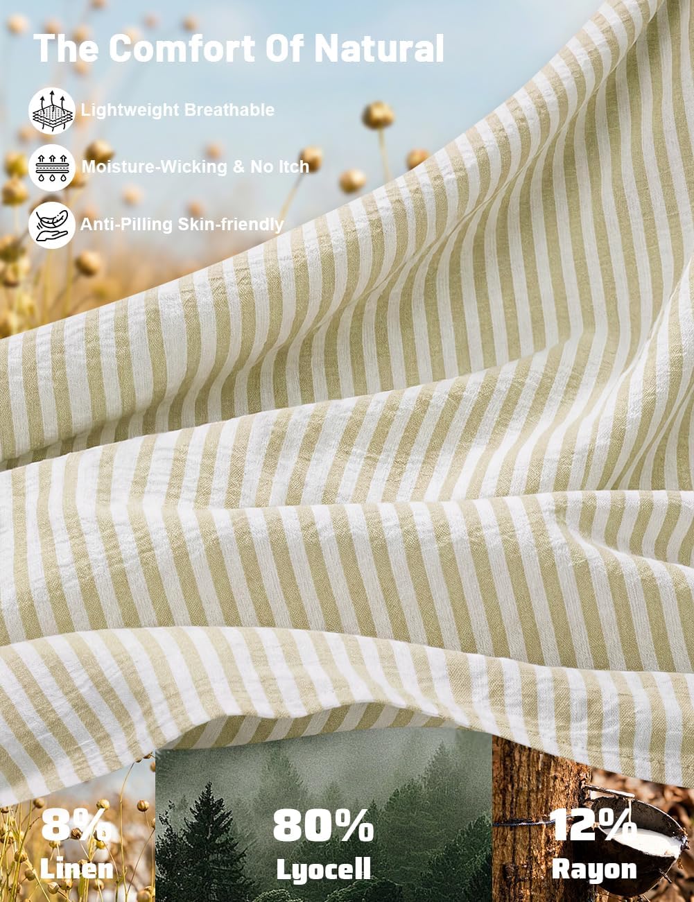 Detalle de TARSE Striped Linen-Blend Barrel Pants with Pockets, Drawstring Waist