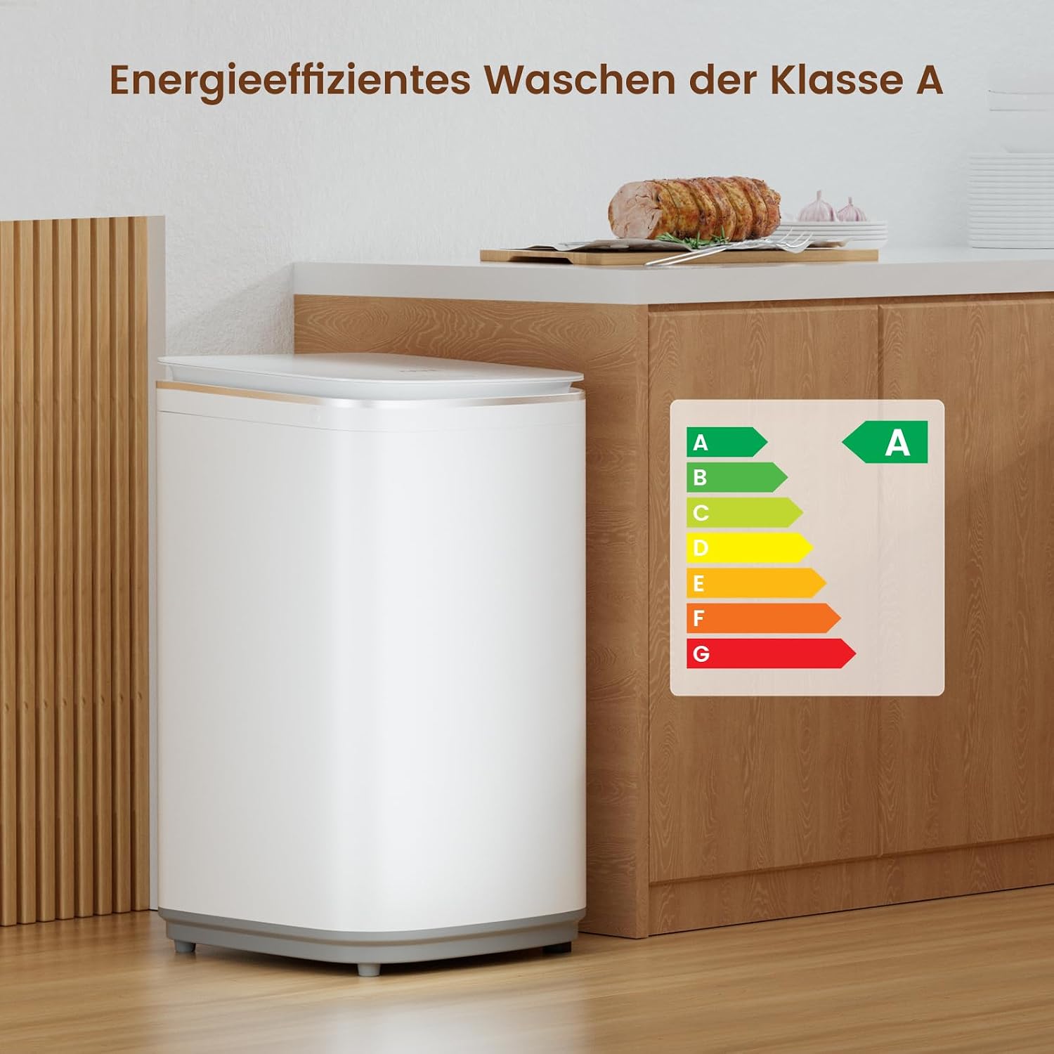 Detalle de HAVA Mini Waschmaschine (T02) mit 3 kg Fassungsvermögen, 8 Programmen und Heißwaschfunktion