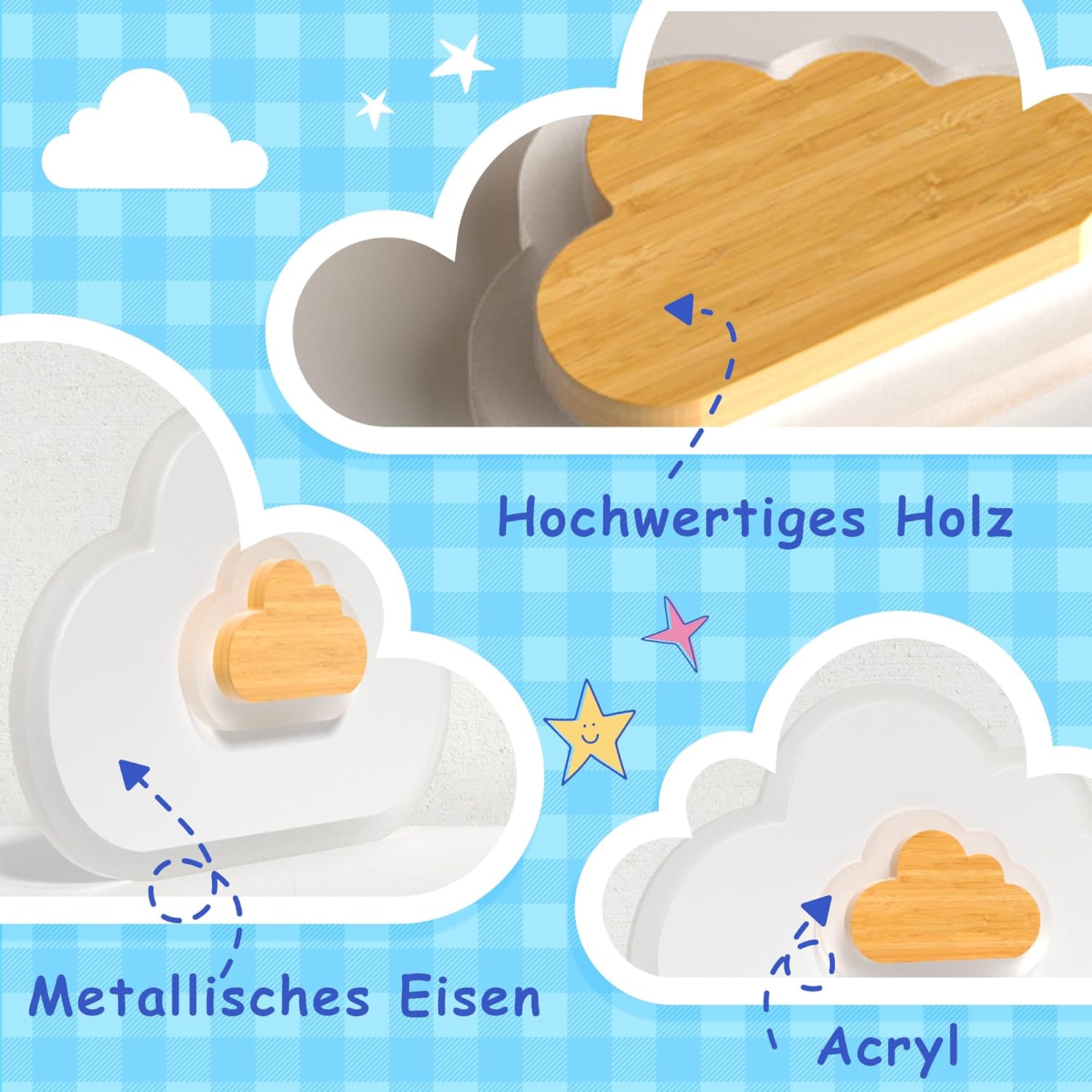 Thumbnail 4 de AOEH LED Deckenleuchte – Wolke aus Holz, 30 cm, 17 W, 3000 K, Kinderzimmer