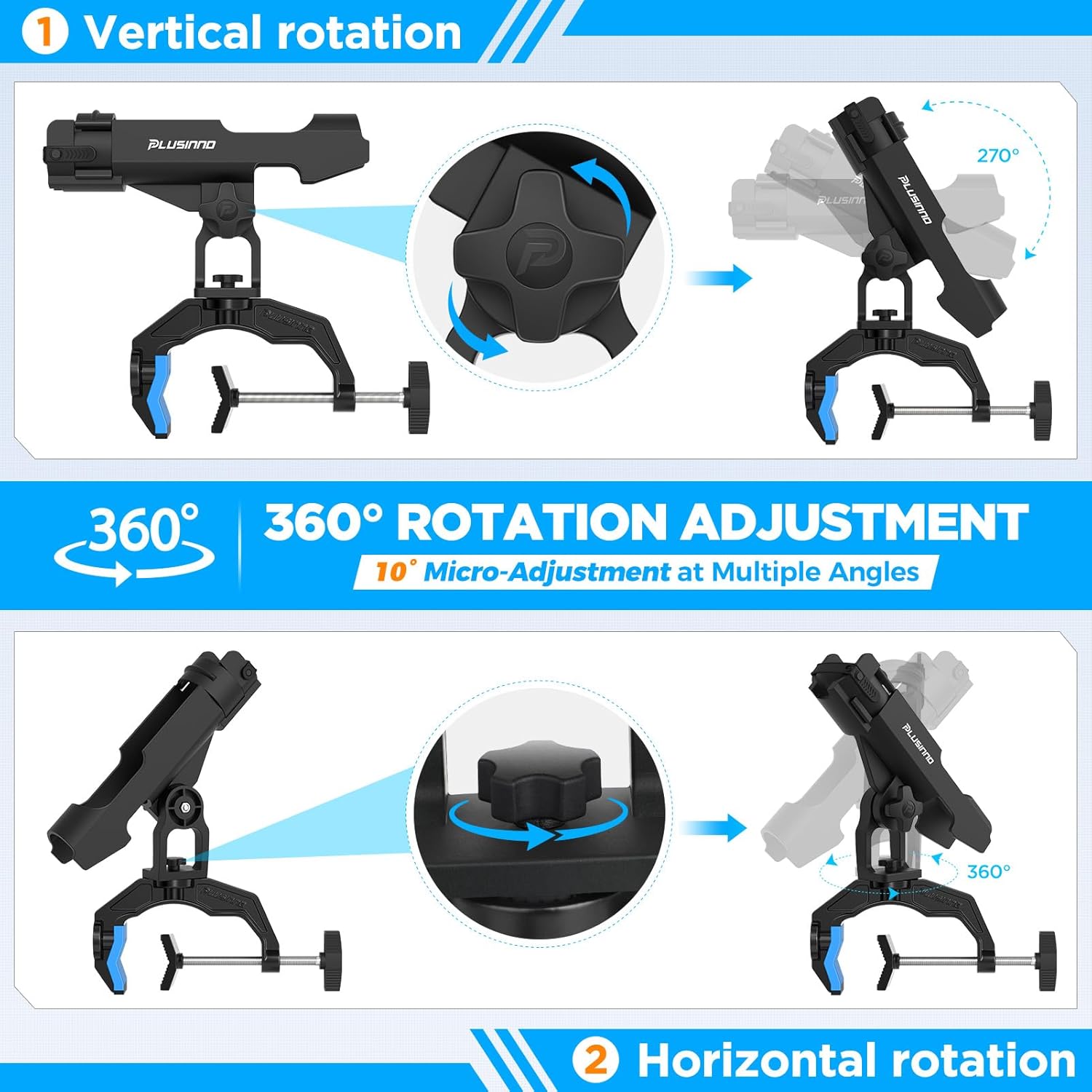 Thumbnail 5 de PLUSINNO Fishing Rod Holder (1/2/4 Pack): Innovative Dual-V Design for Boat Use