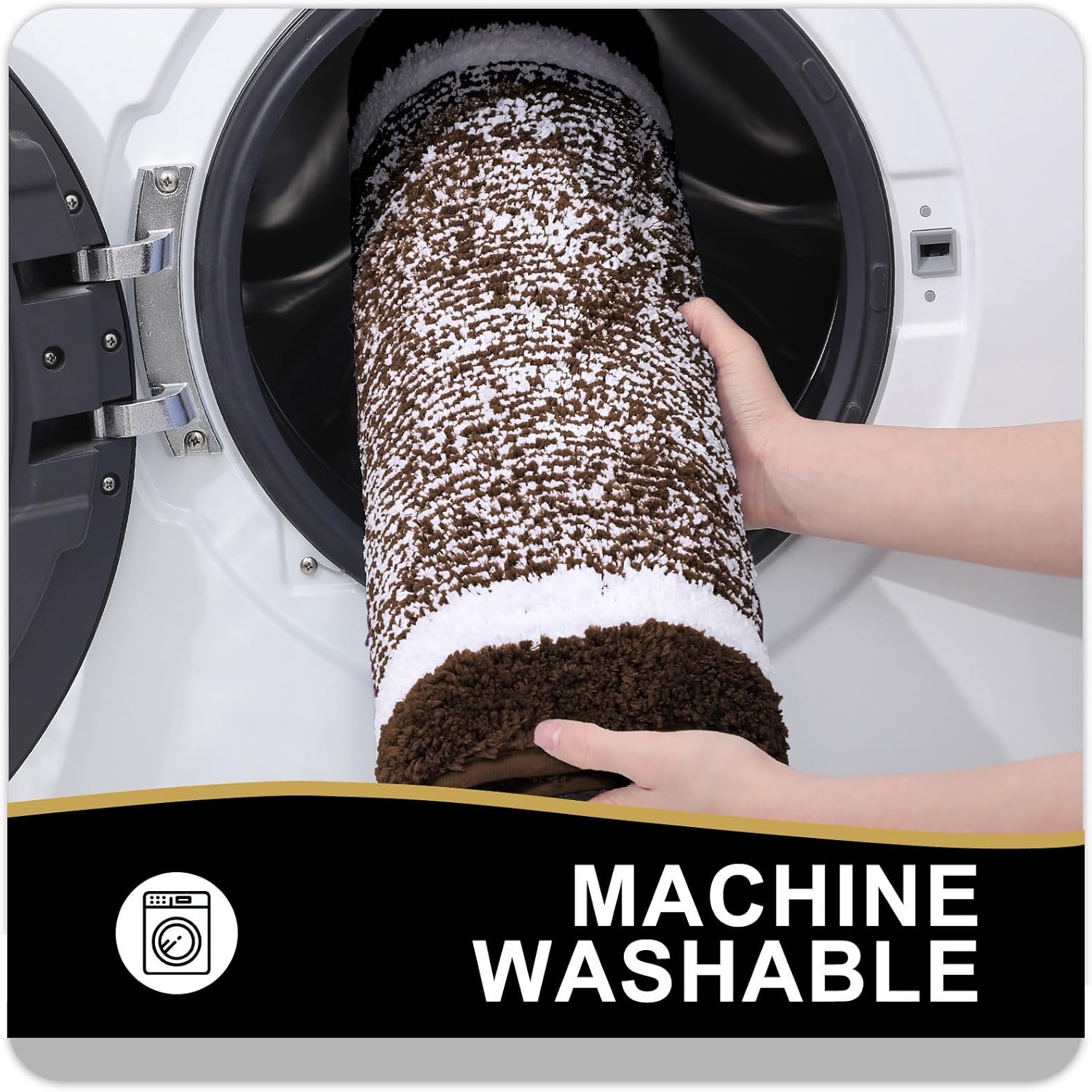 Thumbnail 5 de OLANLY Microfiber Bathroom Rugs 24x16 (Brown) — Extra Soft, Non-Slip, Machine Washable Bath Mat